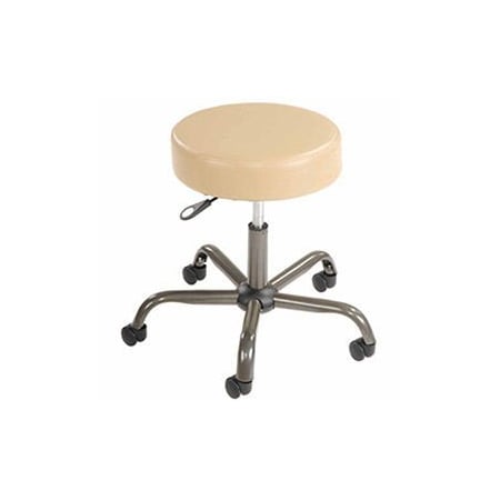 Global Industrial Antimicrobial Ergonomic Stool, Vinyl, Beige, 19 in - 24 in Seat Height, Armless Arms, Dual Wheel 240159